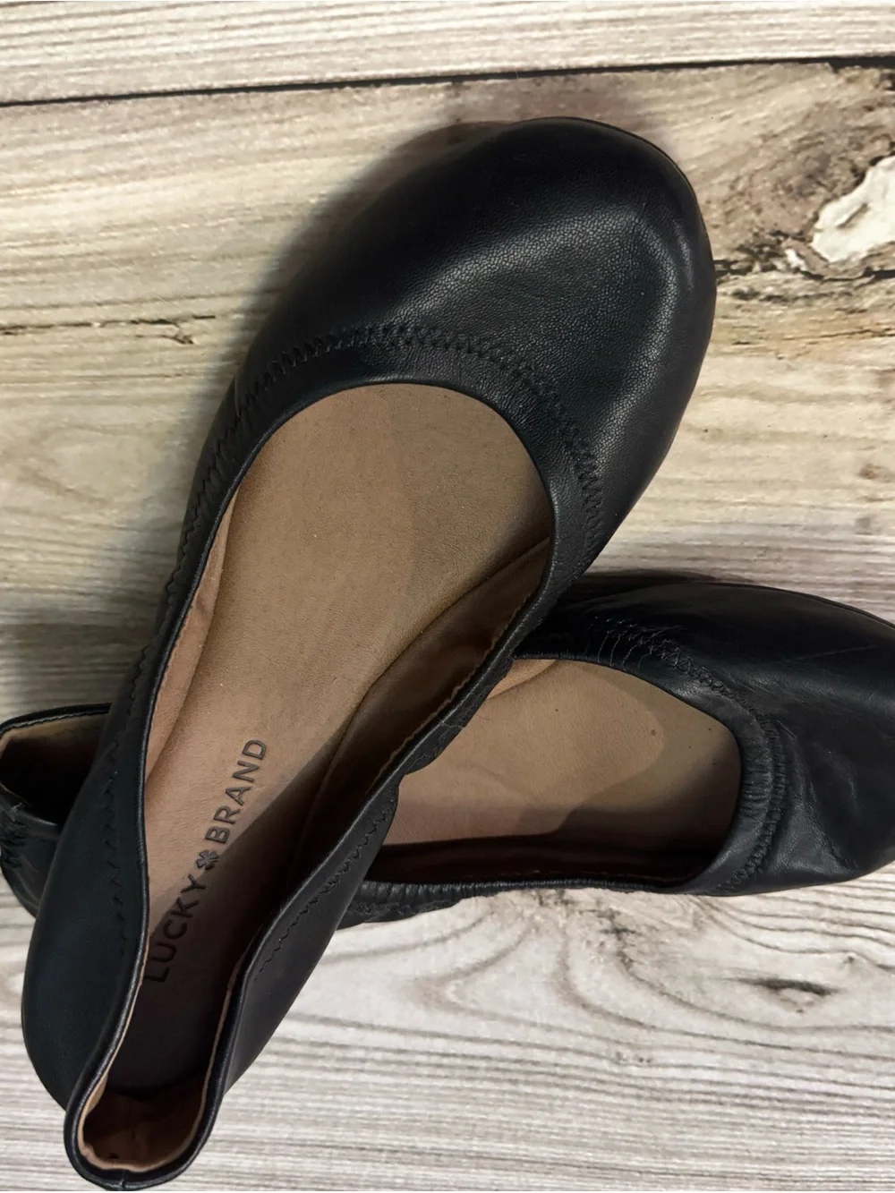 Lucky Brand Black Leather Ballet Flats